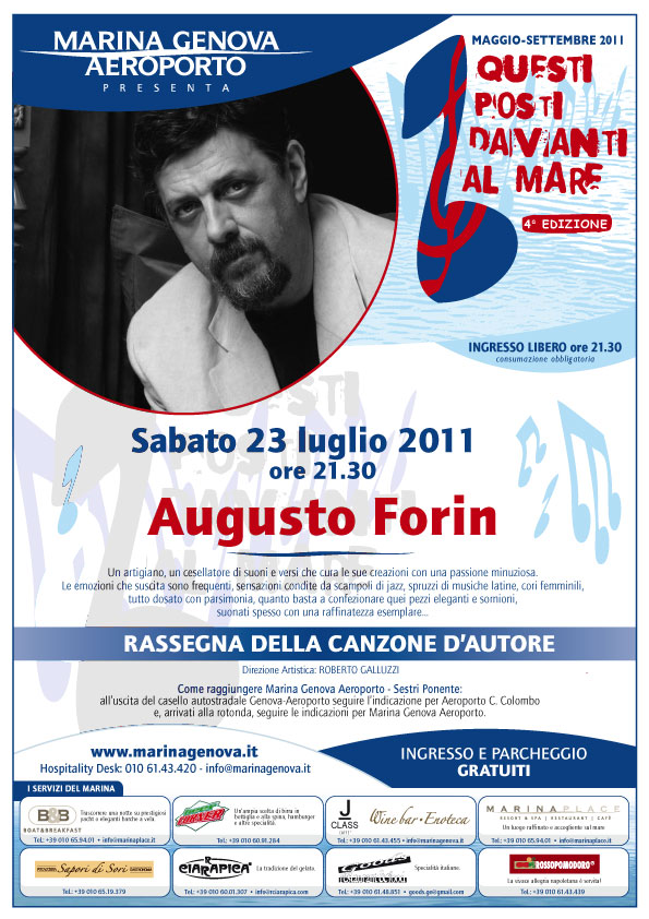 Manifesto per il concerto alla Marina dellAeroporto di Genova - 23 luglio 2011