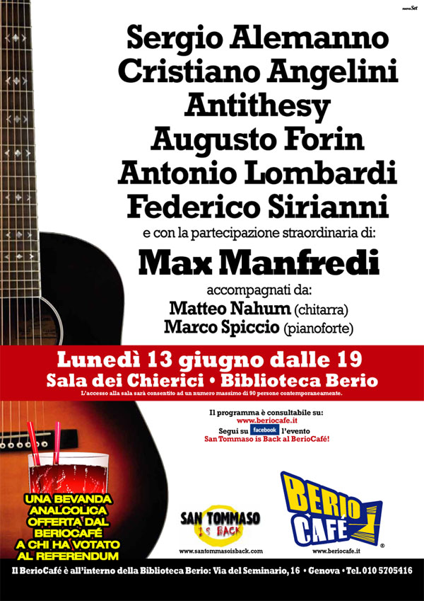 Manifesto per il concerto alla Sala Chierici - 13 giugno 2011